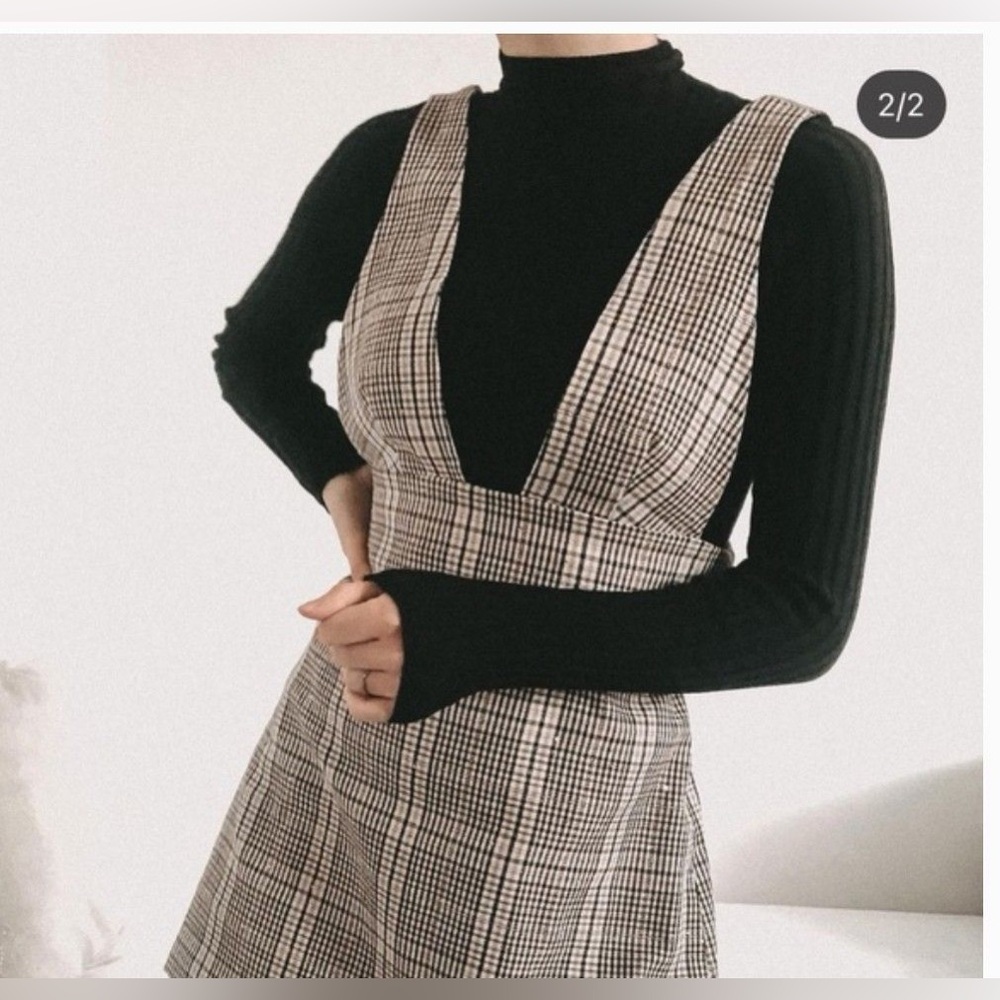 Zara Black and White Plaid Mini Dress